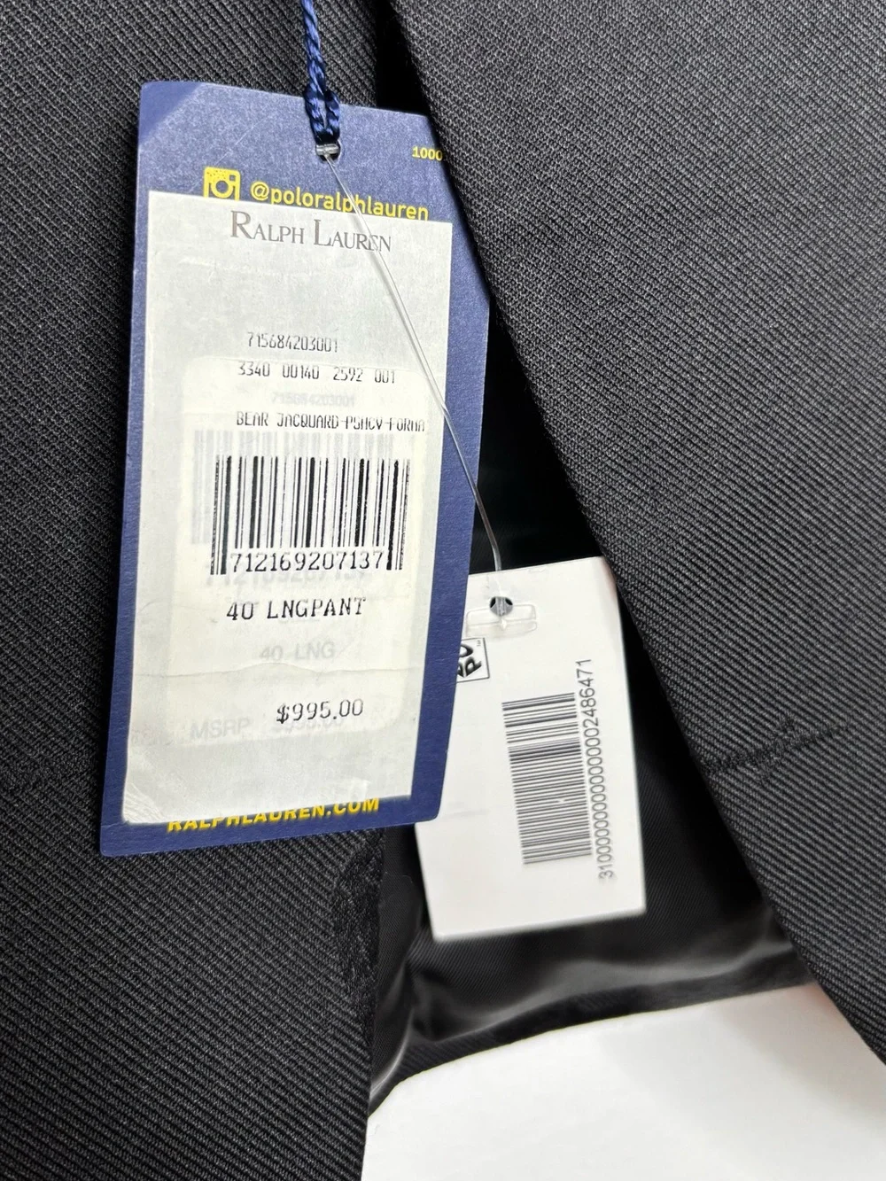Polo Ralph Lauren Polo Bear Jacquard Tuxedo Jacket Black 40L New Dinner Jacket